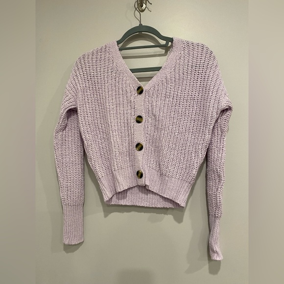 Sincerely Jules Cropped Purple Cardigan Sweater - Picture 1 of 4